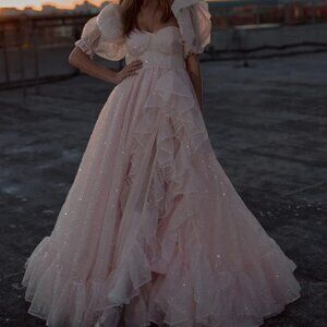 selkie the sparkling rose in bloom gown